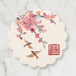 Chinesische Tintenmalerei Blume und Vogelhochzeit Geschenkanhänger