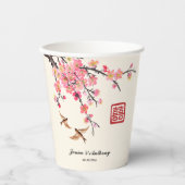 Chinesische Tintenmalerei Blume und Vogelhochzeit Pappbecher (Vorderseite)