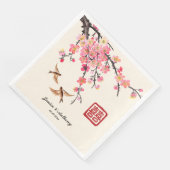 Chinesische Tintenmalerei Blume und Vogelhochzeit Serviette (Ecke)