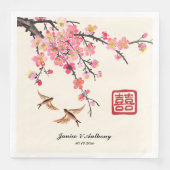 Chinesische Tintenmalerei Blume und Vogelhochzeit Serviette (Vorderseite)