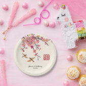 Chinesische Tintenmalerei Blume Vögel Hochzeit Pappteller (Party)