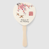 Chinesische Tintenmalerei Blume Vögel Hochzeitspro Fächer (Vorderseite)