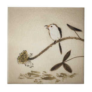 Chinesische traditionelle Tintenmalerei mit Vögel Fliese
