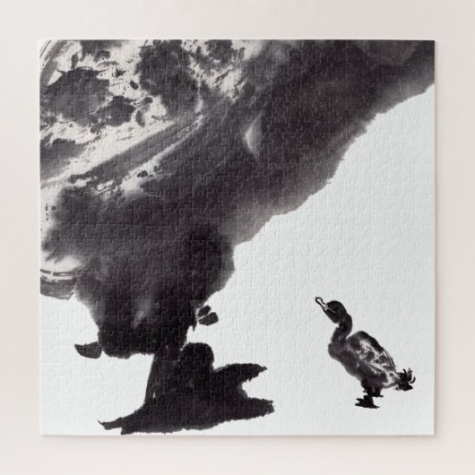 Chinesische Tuschekunst mit Entenmotiv Puzzle (Vertikal)