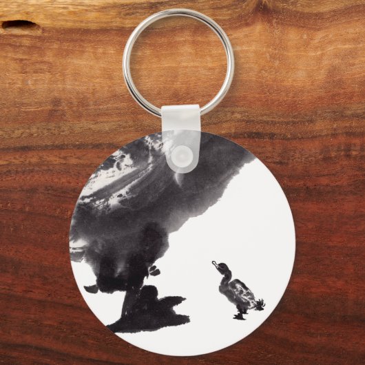 Chinesische Tuschekunst mit Entenmotiv Schlüsselanhänger (Vorderseite)