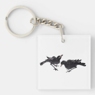 Chinesische Tuschekunst mit Vogelmotiv Schlüsselanhänger