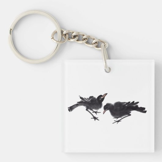 Chinesische Tuschekunst mit Vogelmotiv Schlüsselanhänger (Vorderseite)