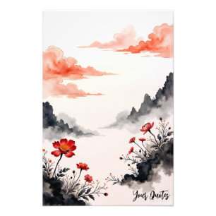 Chinesische Tuschwasch-Mohn-Kunst Fotodruck