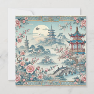 Chinesische vintage blaue Fliesenkarten  Karte