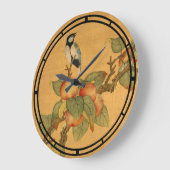 Chinesische Vögel und Früchte aus der Antike Große Wanduhr (Winkel)