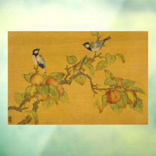 Chinesische Vögel und Früchte im orientalischen St Fensteraufkleber