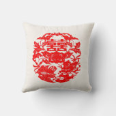 Chinesische Volkskunst-Doppelt-Glück-Liebe-Vögel Kissen (Rückseite)