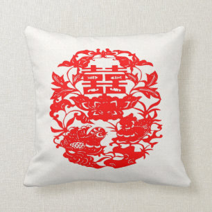 Chinesische Volkskunst-Doppelt-Glück-Liebe-Vögel Kissen