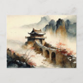 Chinesische Wasserfarbe Die große Mauer Postkarte (Vorderseite)