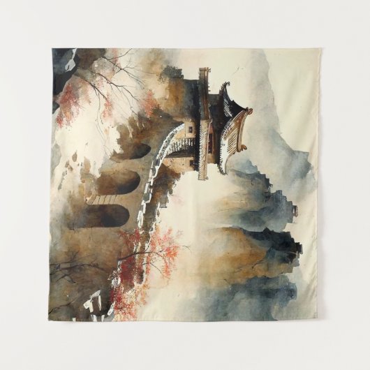 Chinesische Wasserfarbe Die große Mauer Wandteppich (Vorderseite (Horizontal))