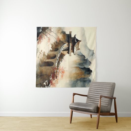 Chinesische Wasserfarbe Die große Mauer Wandteppich (Beispiel (Horizontal))