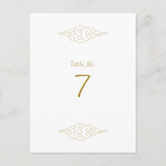 Chinesische Wolken Hochzeitskarten für Tischnummer (Vorderseite)