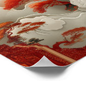 Chinesische Wolken Red Gold White Color Poster (Ecke)