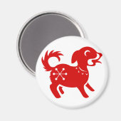 CHINESISCHE ZODIAC-DOG-PAPERCUT-ILLUSTRATION MAGNET (Vorderseite/Rückseite)