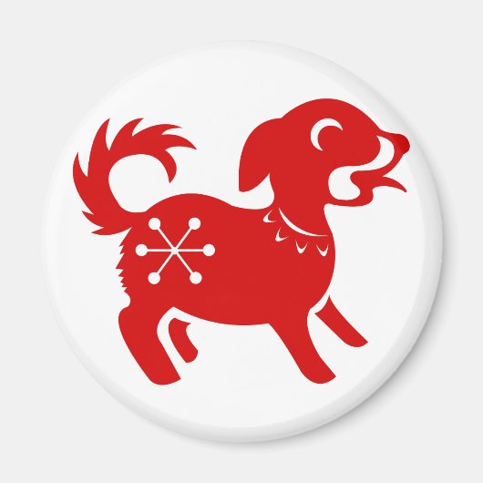 CHINESISCHE ZODIAC-DOG-PAPERCUT-ILLUSTRATION MAGNET (Vorne)