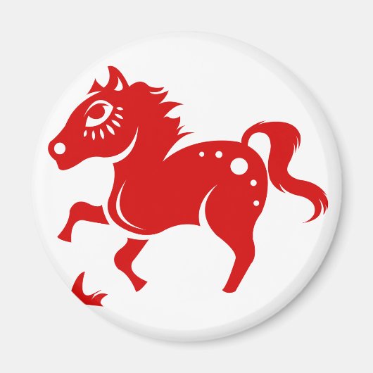 CHINESISCHE ZODIAC-HORSE-PAPERCUT-ILLUSTRATION MAGNET (Vorne)