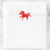 CHINESISCHE ZODIAC-HORSE-PAPERCUT-ILLUSTRATION RUNDER AUFKLEBER (Tasche)