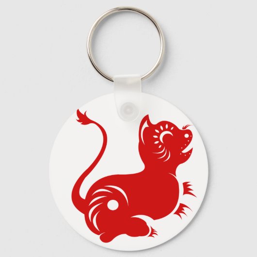 CHINESISCHE ZODIAC PAPERCUT TIGER ILLUSTRIERT SCHLÜSSELANHÄNGER (Vorderseite)