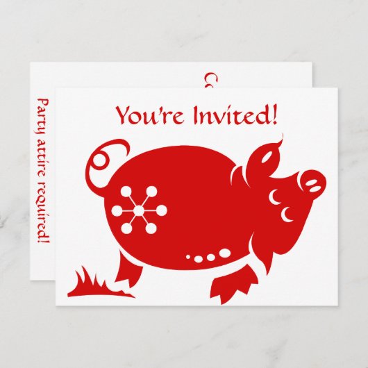 CHINESISCHE ZODIAC PIG PAPERCUT ILLUSTRATION EINLADUNG (Vorne/Hinten)