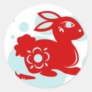 CHINESISCHE ZODIAC-RABBBIT-PAPIERVERBINDUNG RUNDER AUFKLEBER