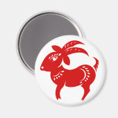 CHINESISCHE ZODIAC-ZIEGENPAPERCUT-ILLUSTRATION MAGNET (Vorderseite/Rückseite)