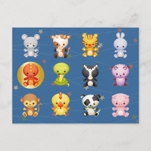 Chinesische Zodiakämie Jahr des Drachen Feiertagspostkarte