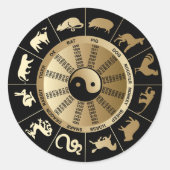 Chinesische Zodiakarte Runder Aufkleber (Vorderseite)