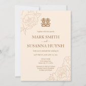 Chinesische zweisprachige, elegante Peonies Hochze Einladung (Vorderseite)