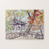 Chinesischer Aquarellgarten Puzzle (Horizontal)