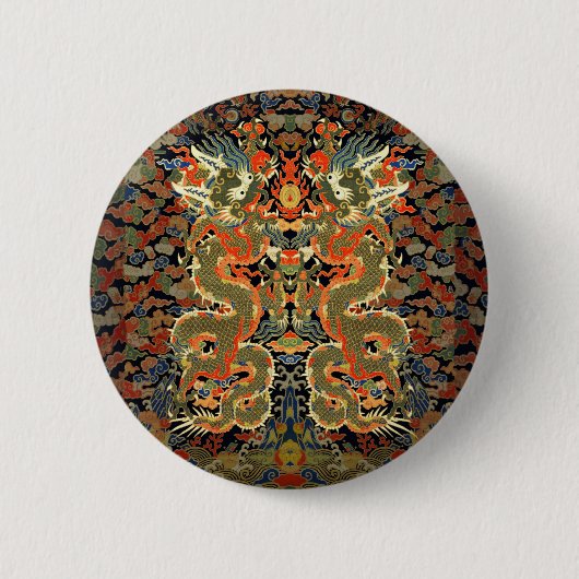 Chinesischer asiatischer Drache Farbige Kunst Button (Vorderseite)