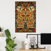 Chinesischer asiatischer Drache Farbige Kunst Poster (Heimbüro)
