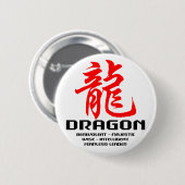 Chinesischer Astrologie-Drache Button (Vorne & Hinten)