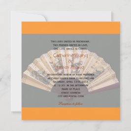 Chinesischer Bambus- und Seidenfan Christliche Hoc Einladung