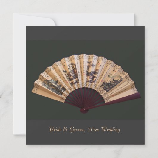 Chinesischer Bambus- und Seidenfan Christliche Hoc Einladung (Rückseite)