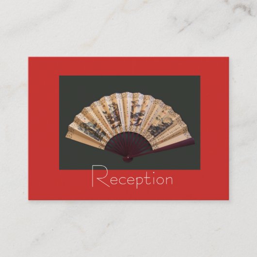 Chinesischer Bambus und Seidenfan - Hochzeitsempfa Begleitkarte (Vorderseite)