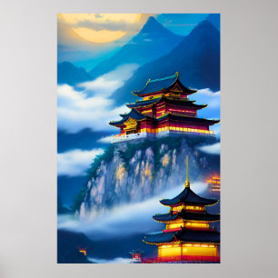 Chinesischer Bergpalast Poster