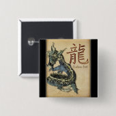 Chinesischer blauer Drache-personalisierter Knopf Button (Vorne & Hinten)