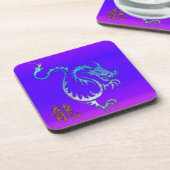 Chinesischer blauer Drache über Lila Trinkküsten Untersetzer (Linke Seite)