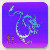Chinesischer blauer Drache über Lila Trinkküsten Untersetzer (Vorderseite)