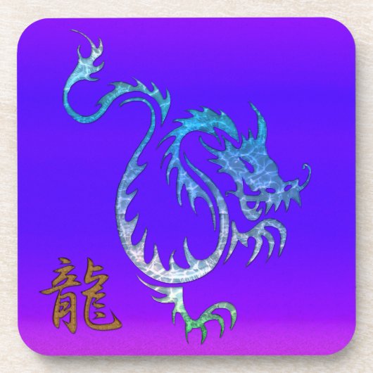 Chinesischer blauer Drache über Lila Trinkküsten Untersetzer (Vorderseite)