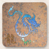 Chinesischer blauer Drache über rauschende Trinkkü Getränkeuntersetzer (Vorderseite)