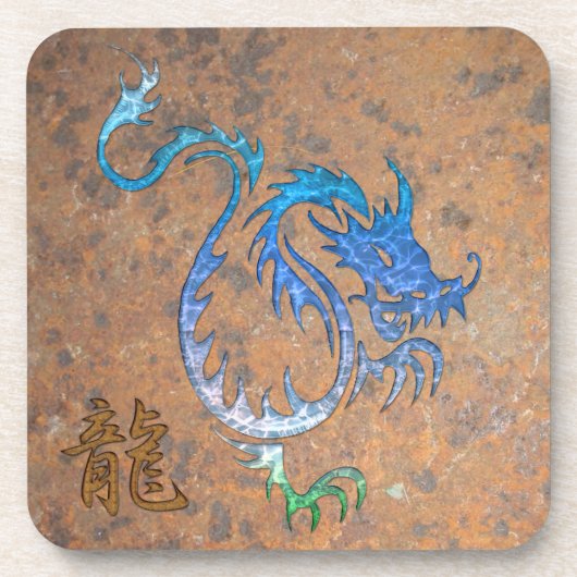 Chinesischer blauer Drache über rauschende Trinkkü Getränkeuntersetzer (Vorderseite)