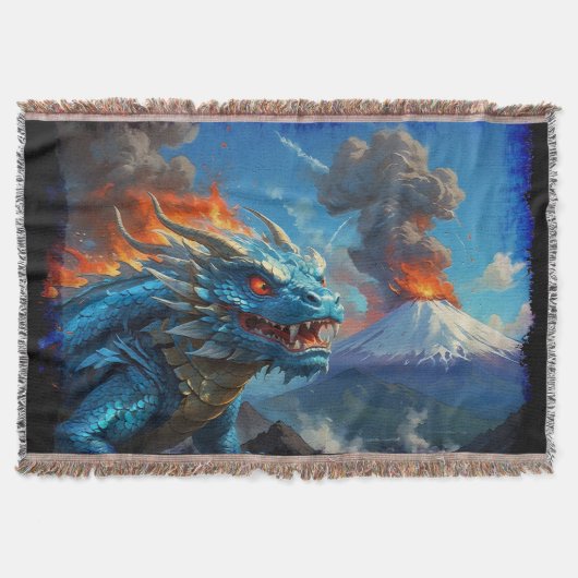 Chinesischer Blauer Drache und Vulkan Decke (Vorderseite)