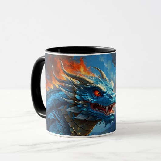 Chinesischer Blauer Drache und Vulkan Tasse (Vorderseite Links)