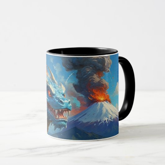Chinesischer Blauer Drache und Vulkan Tasse (VorderseiteRechts)